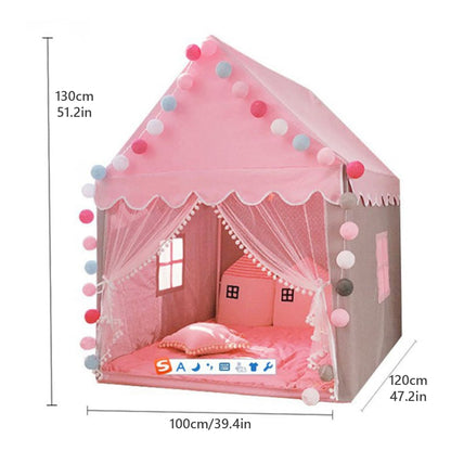 Tcwhniev Princess Tent Girls Large Playhouse Kids Castle Play Tent with Star Lights Toy for Children Indoor and Outdoor Games, 51.2 x 39.4 x 47.2,Pink