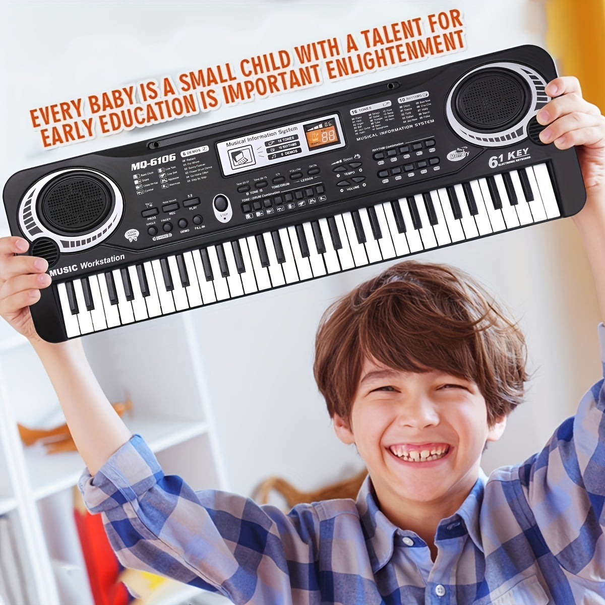 AIMEDYOU 61 Key Digital Music Piano Keyboard for Kids,Portable Electronic Musical Instrument,Multi-function Keyboard with Microphone Gifts for Boys and Girls