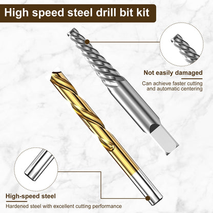 OKYMOTOR 20Pcs Left Hand Drill Bit,Bolt Extractor and Left Hand Drill Bit Set Multi-Size Damaged Screw Extractor Set Metal Hex Head Bolt Remover Kit for Stud Bolt Screw Nut