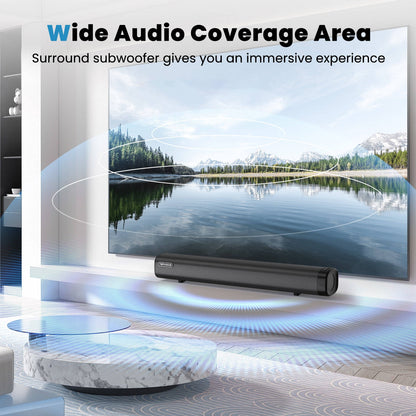 TOPVISION 80W Sound Bar for TV, 2.1Ch Sound bar with subwoofer, Stereo Surround Sound System for tv, HDMI/Bluetooth 5.2/USB/AUX/Optical/Remote Control Home Theater Audio, SL02