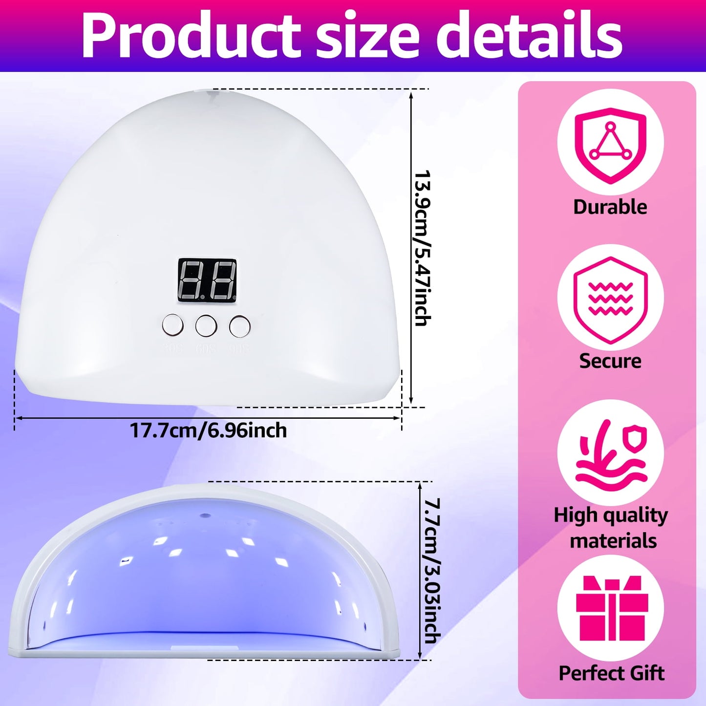 UV LED Nail Lamp Resin Curing Lamp Fast Curing Resin Light with 12 Beads Portable Resin Light with 3 Timer Setting Auto Sensing Nail Dryer Curing Lamp for Curing Jewelry Making DIY Craft