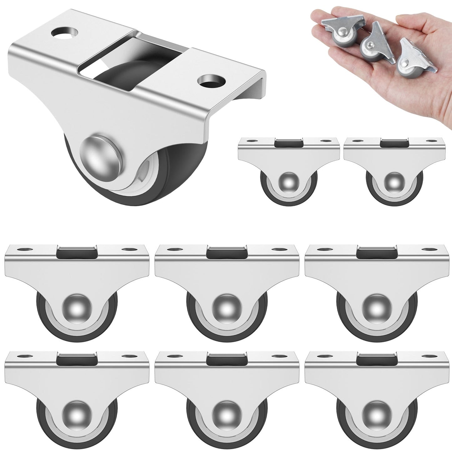 OKYMOTOR 8Pcs Swivel Caster Wheels 1in Heavy Duty Furniture Wheels Load Bearing 8KG Silent Soft Rubber Drawer Wheels Plate Furniture Wheels for Furniture Garage School Home