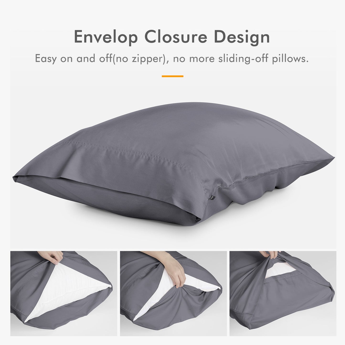 SORMAG Bamboo Cooling Pillowcases Queen Pillow Cases Set of 2 Pack,Dark Grey 20x30 inches