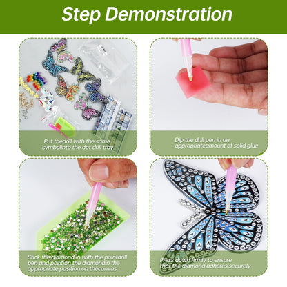 Lzvxtym 6Pcs Diamond Picture Wind Chimes Kit DIY Hummingbird/Butterfly Diamond Painting Art Pendant Double Side