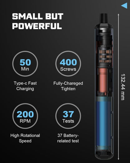 Mini Electric Screwdriver, 68 in 1Electric Precision Screwdriver Set, Cordless Repair Tool for Eyeglasses, Laptops, Console - 5 Torque Settings, Magnetic Case, Torx & Phillips Bits