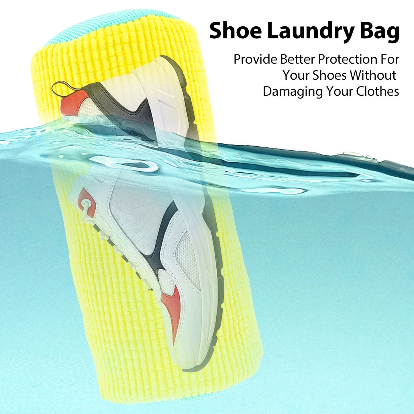 Pluokvzr 2Pcs Shoe Laundry Bags,Shoe Washing Bags,Shoe Washing Machine Bag for Sneaker Gym Shoes,with Zipper,Yellow,15.21" x 7.41"