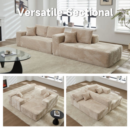 Vcatnet L Shaped Sectional Sofa Couch,Modular Upholstered Indoor Sofa,Modern Minimalist Couches for Living Room,Fully Assembled and Free Combination,Beige