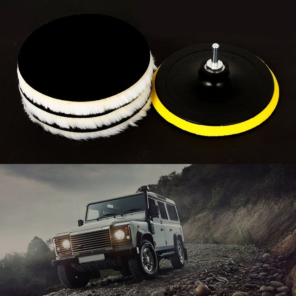 Tcwhniev 5Pcs/set 6inch Polisher/Buffer Soft Wool Bonnet Pad Woolen Polish Buffing Waxing Pads with M14 Drill Adapter,Polishing Bonnets for Car Polisher Polishing and Buffing