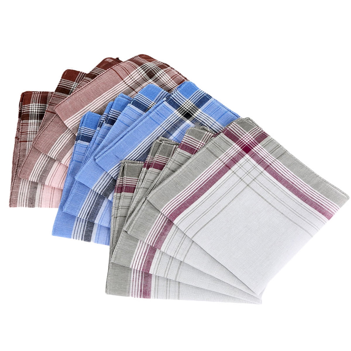 12Pcs Handkerchiefs for Men,Evjurcn Soft 100% Cotton Pocket Square,Men's Handkerchiefs Gift Set Multicolor Plaid Hankies Great Father's Day Gift Idea, Fashion and Classic