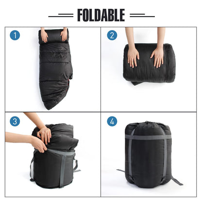 Sleeping Bag,3-4 Seasons Warm Cold Weather Lightweight, Portable, Waterproof Sleeping Bag with Compression Sack for Adults & Kids - Indoor & Outdoor: Camping, Backpacking, Hiking （Right Zippers)