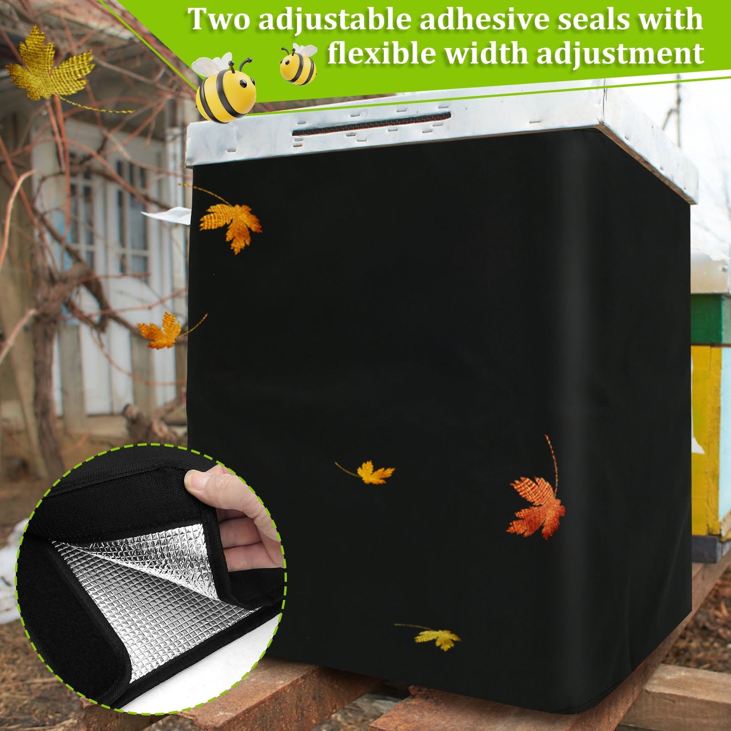 Winter Bee Hive Wrap 600D Oxford Beehive Wrap Adjustable Bee Hive Insulation Wrap Waterproof Beehive Winter Cover Windproof Bee Cozy Hive Wrap for Most Bee Hive