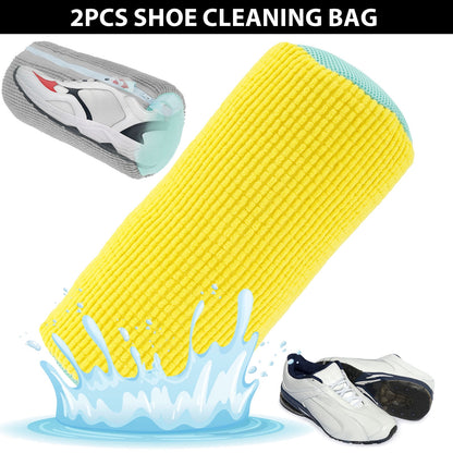 Pluokvzr 2Pcs Shoe Laundry Bags,Shoe Washing Bags,Shoe Washing Machine Bag for Sneaker Gym Shoes,with Zipper,Yellow,15.21" x 7.41"