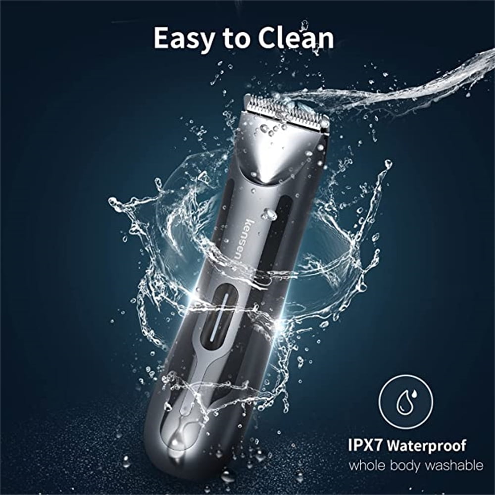 KENSEN Electric Body Groin Hair Trimmer Balls Shaver Pubic Hair Grommer Waterproof Wet/Dry Hair Clippers(Gray)