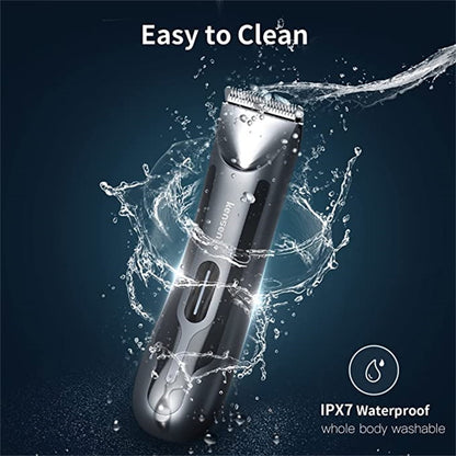 KENSEN Electric Body Groin Hair Trimmer Balls Shaver Pubic Hair Grommer Waterproof Wet/Dry Hair Clippers(Gray)