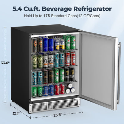COTLIN 24" 5.4 Cu.Ft. Built-in Stainless Steel Beverage Fridge HX-160BR