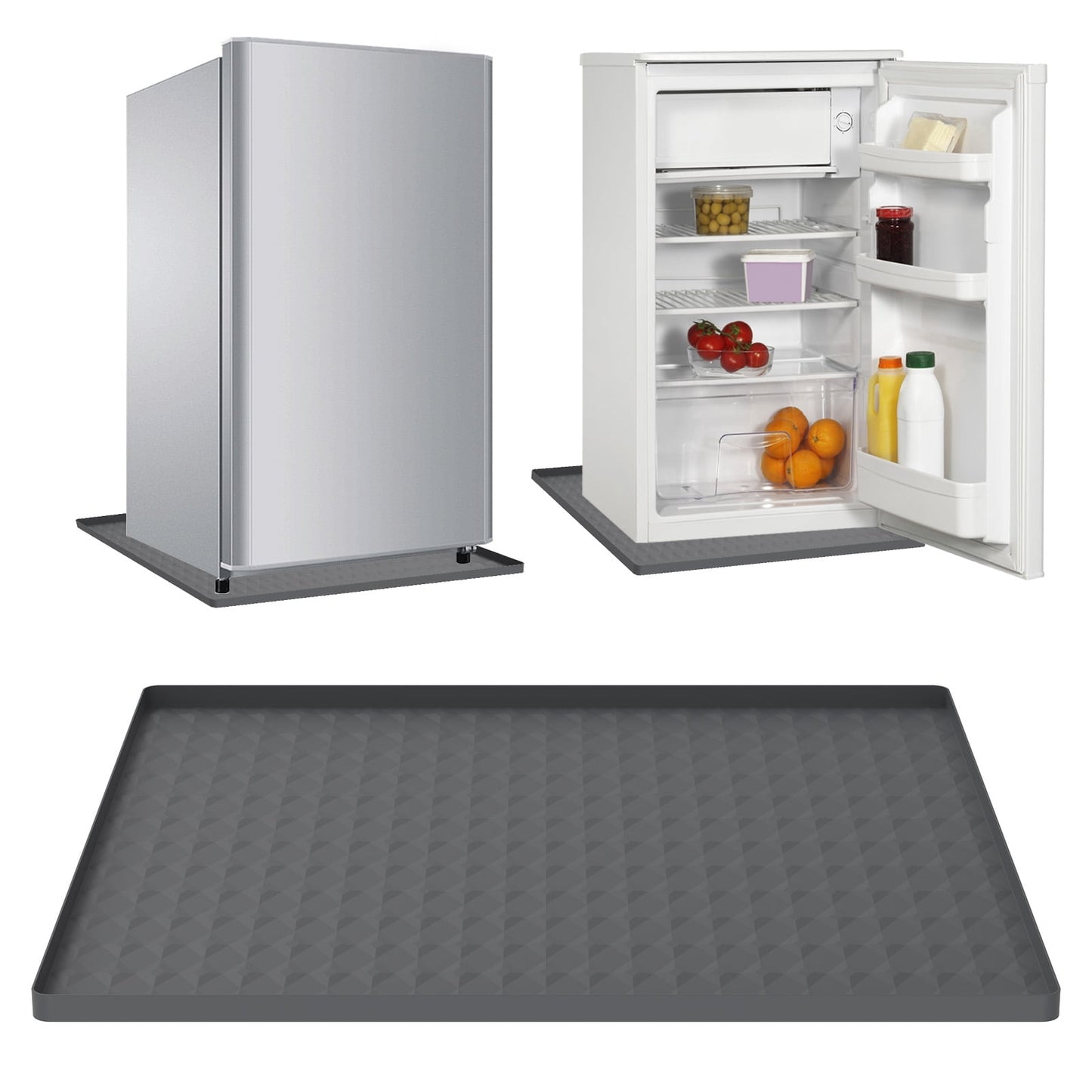 FUYGRCJ Mini Fridge Silicone Mat with 0.8 Inch Raised Edges 23.6脳23.6 Inch Under Refrigerator Mat Soft Under Refrigerator Floor Protector Washable Under Washing Machine Mat