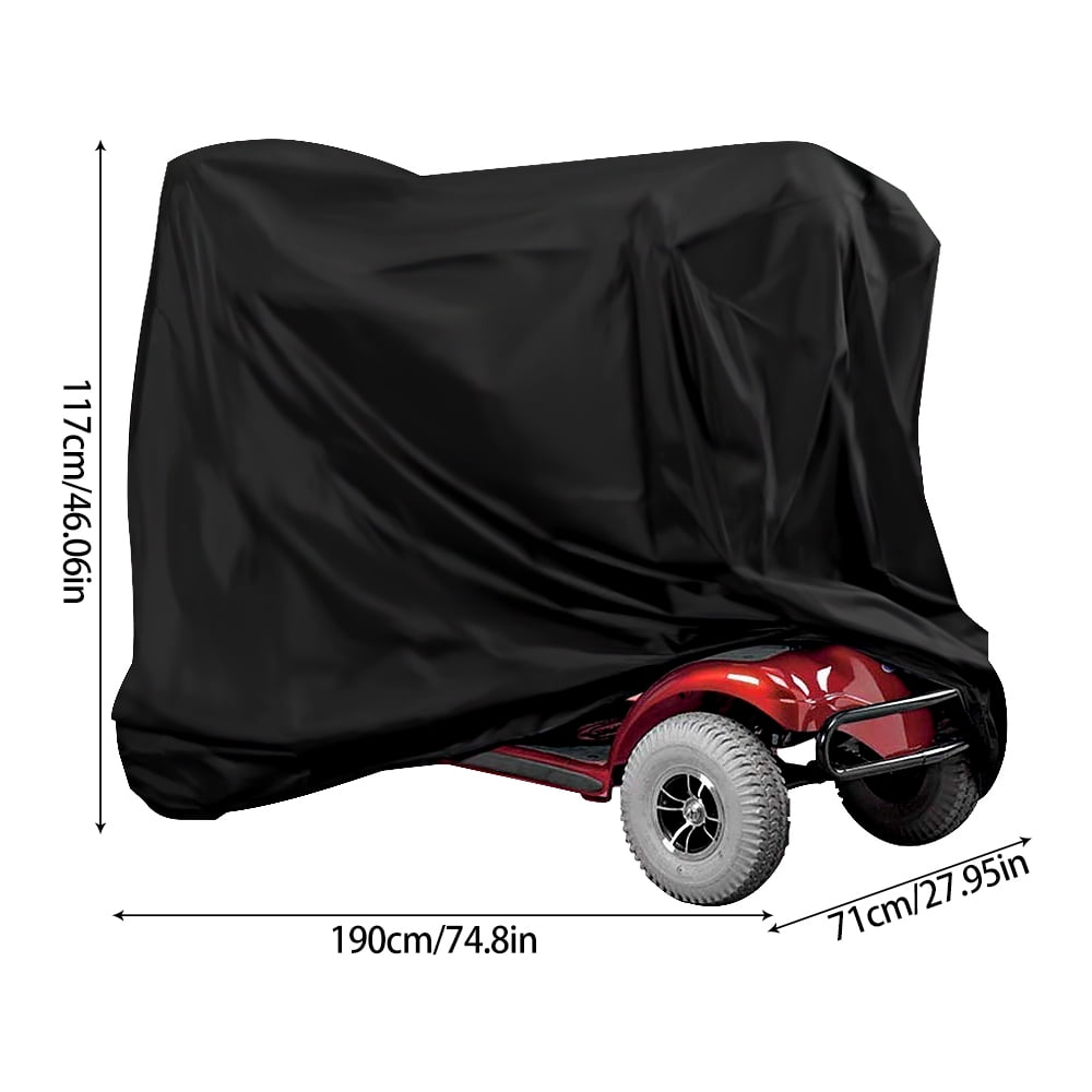 Mobility Scooter Cover Waterproof Wheelchair Storage Cover for Travel Scooter Weather Cover Electric Chair Cover Heavy Duty 190D Oxford Fabric Rain Protector from Dust Dirt Snow Rain Sun Rays (Black)