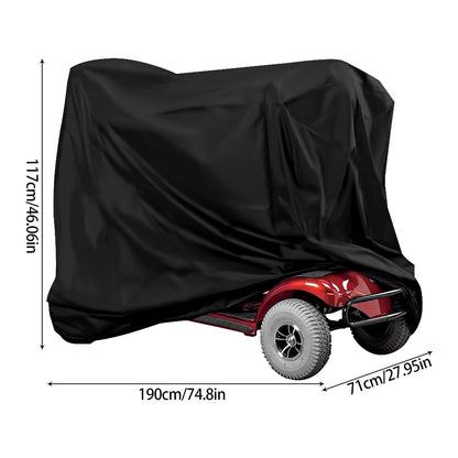 Mobility Scooter Cover Waterproof Wheelchair Storage Cover for Travel Scooter Weather Cover Electric Chair Cover Heavy Duty 190D Oxford Fabric Rain Protector from Dust Dirt Snow Rain Sun Rays (Black)