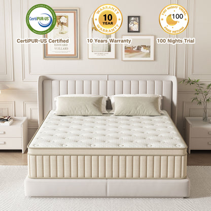 Vantovis 12 Inch Queen Hybrid Mattress, Gel Memory Foam and Pocket Springs, Medium Firm Comfort for Adults, Support & Pressure Relief