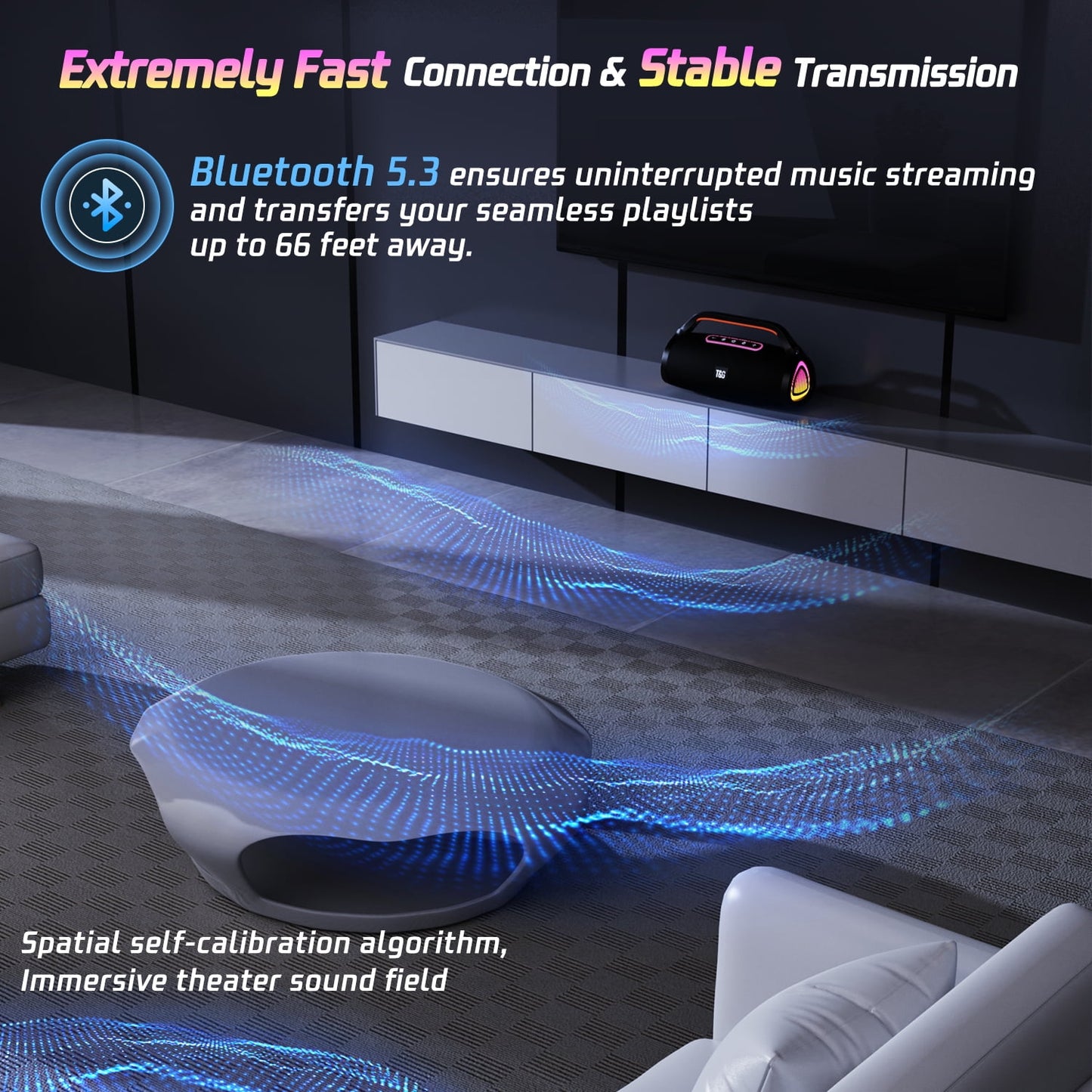 Ikristin Portable Wireless Bluetooth Speaker with 40W Loud Stereo Sound, IPX7 Waterproof Outdoor Party Speaker with RGB Light for Beach Pool/Home/Party/Travel