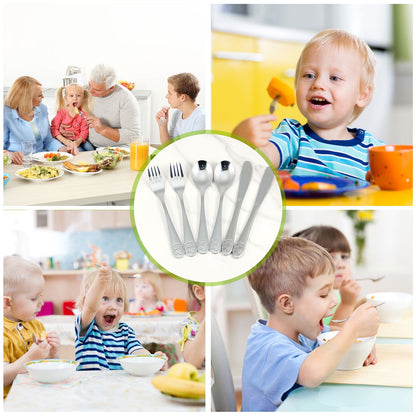 Ghojet 9 Pieces Kids Silverware, Stainless Steel Toddler Utensils, Kids Fork Spoons and Cutter Set, Toddlers Flatware Set, Kids Cutlery Set, 3x Forks, 3 x Spoons, 3x Dinner Cutters