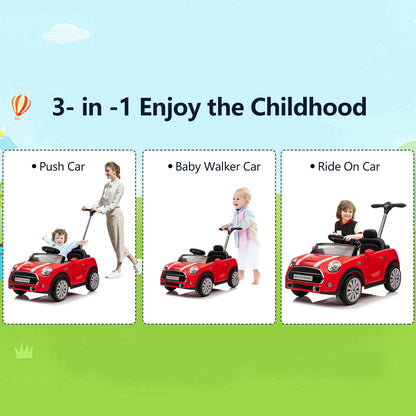 Kids Push Car,Ride On Car,BMW Mini Licensed Toddler Push Car Toy with Adjustable Push Rod, Horn Music, Seat Belt,Silent Wheels - Ideal Stroller Substitute for Kids 1-6 Years Visit the Voupou Store