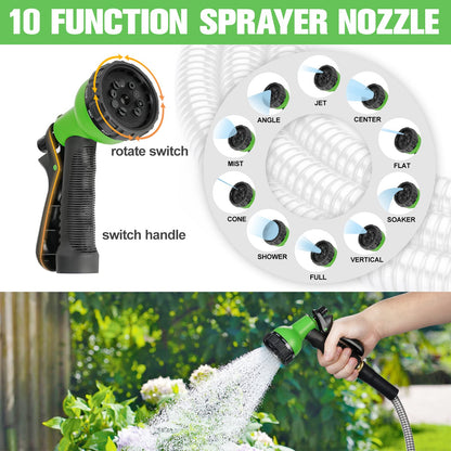 Metal Garden Hose 75ft Stainless Steel Water Hose Super Tough Flexible Water Pipe with 3/4 inch Brass Fittings and Sprayer Nozzle, Kink & Tangle Free, Rust Proof