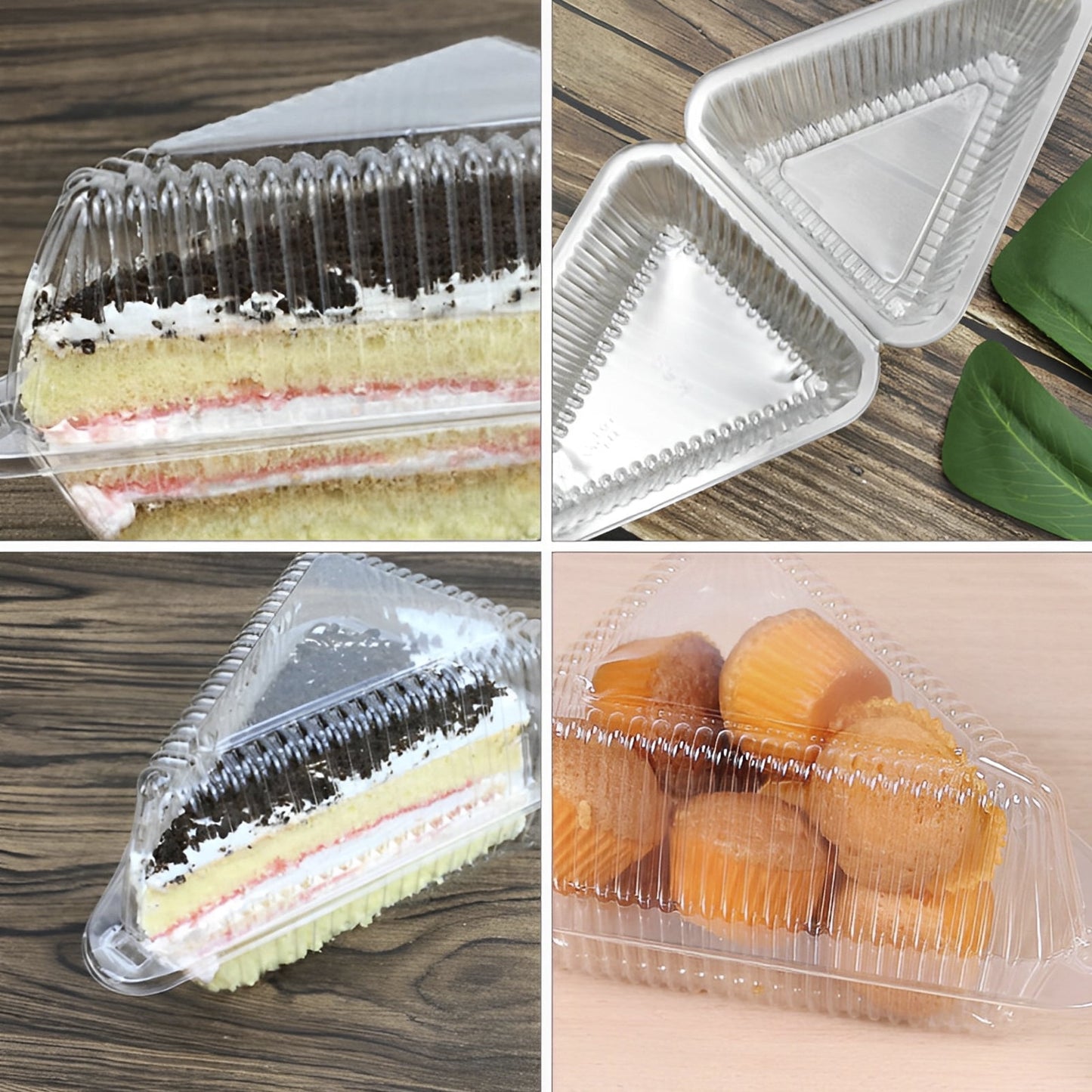 150Pcs Cake Slice Container Clear Triangle Dessert Box Reusable Food Packing Box Plastic Mousse Cheesecake Take Out Box Stackable Sandwich Holder for Fruit Cake Cheese Muffin