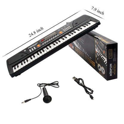 XTeduToys Keyboard Piano for Kids, 61 Keys Multifunction Electric Piano Keyboard Educational Instrument Toy for 3 4 5 6 7 8 9 10 11 12 Years Old Boys and Girls with Microphone (Black)