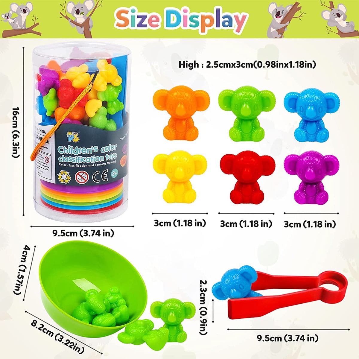 Qenwkxz 56pcs Educational Toys for Toddlers Age 12 months 1 2 3 4 Years Old Girls Boys,indoor Baby Learning Toys Counting Bears with Matching Sorting Cups,birthday Gift Classification toys