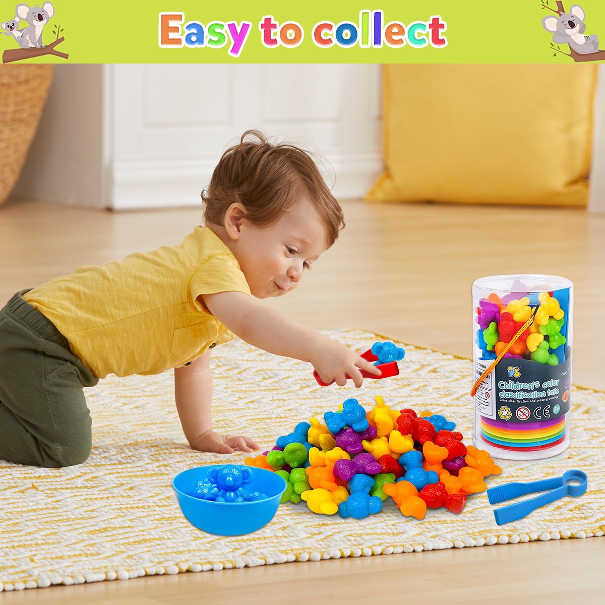 Qenwkxz 56pcs Educational Toys for Toddlers Age 12 months 1 2 3 4 Years Old Girls Boys,indoor Baby Learning Toys Counting Bears with Matching Sorting Cups,birthday Gift Classification toys