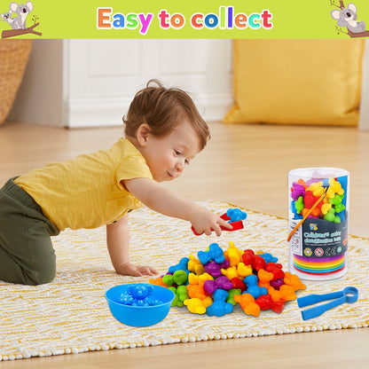Qenwkxz 56pcs Educational Toys for Toddlers Age 12 months 1 2 3 4 Years Old Girls Boys,indoor Baby Learning Toys Counting Bears with Matching Sorting Cups,birthday Gift Classification toys