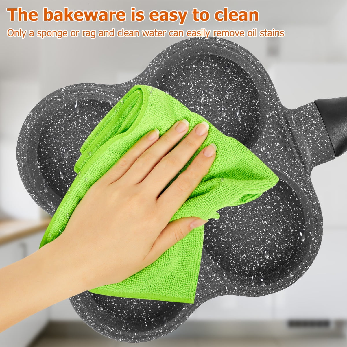 Hvxrjkn Pancake Pan Non-Stick Fried Egg Pan 4 Holes Frying Pan Pancakes Maker with Handle Crepe Pan for Breakfast Eggs Kitchen Utensils Burger Eye Pan for Gas Stove Electric Ceramic Cooker (Black)