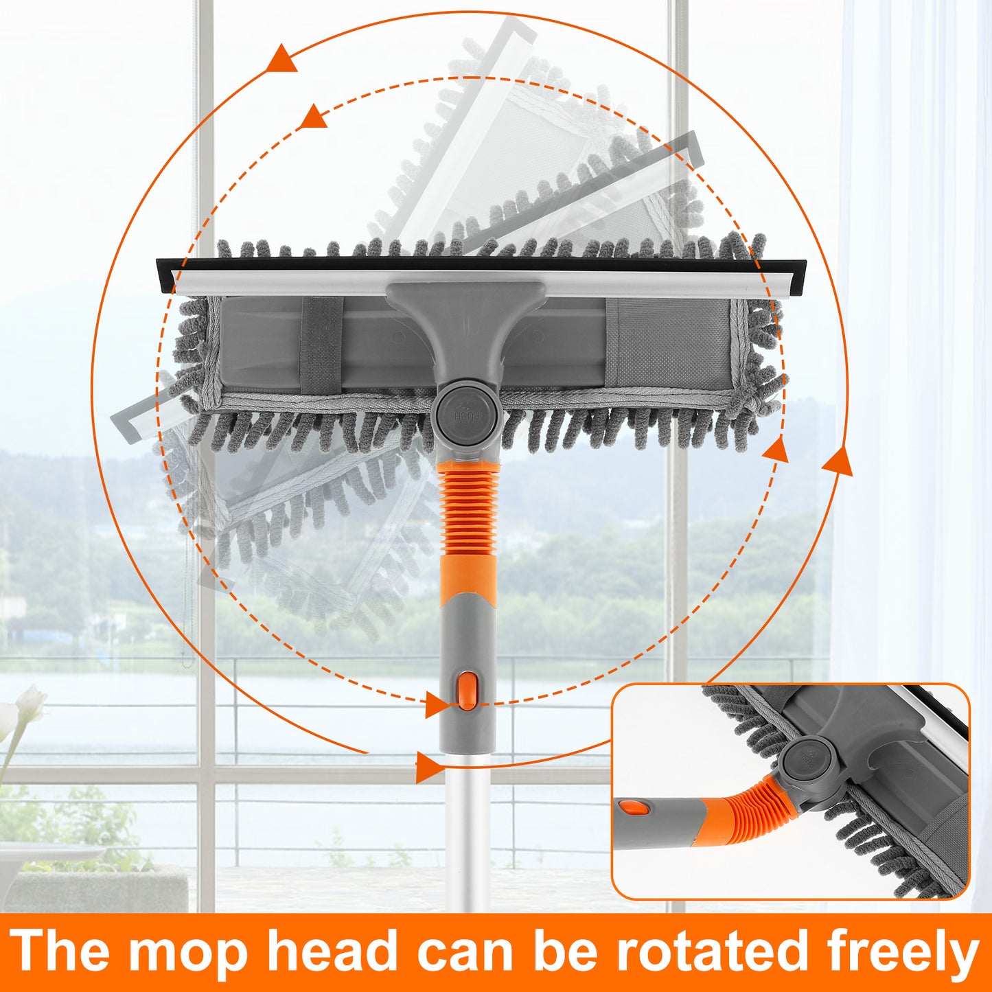 Txkrhwa 63 inch Window Cleaning Squeegee Cleaner Kit, 3 in 1 Window Squeegee Extension Pole Long Handle & Groove Cleaning Tool for Window, Car, Shower Glass Door, Mirror, Indoor & Outdoor