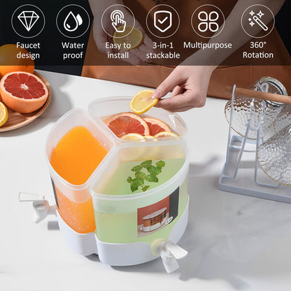 Evjurcn 5.1L Party Drink Dispenser with Faucet 360° Rotatable Juice Jug Dispenser 3 in 1 Removable Beverage Dispenser Home Juice Dispenser for Iced Tea Coffee Lemonade