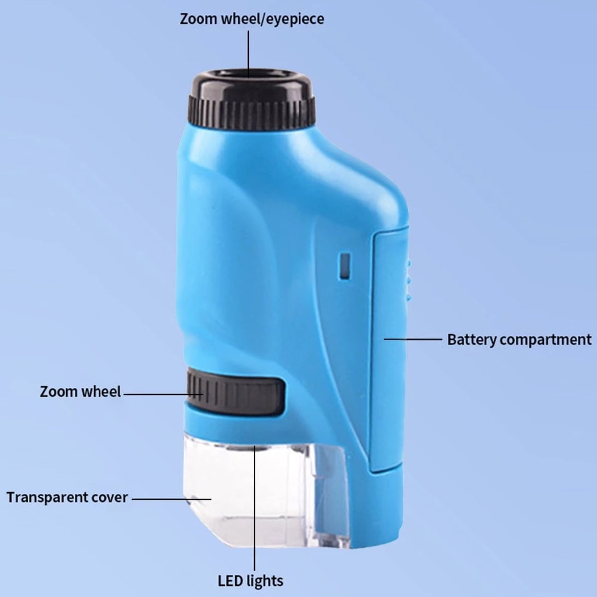Lzvxtym 60-120x Pocket Microscope Battery Powered Handheld Mini Microscope with LED Light Portable High Definition Children Microscope