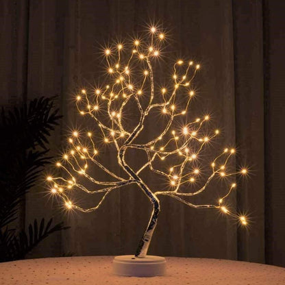 HOTBEST 36/108LED USB Pearl Decorative LED Shimmer Tree Desk Lamp Touch Switch Night Light Tabletop Bonsai DIY Artificial Bedroom Light Christmas Party Indoor