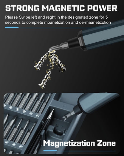 Mini Electric Screwdriver, 68 in 1Electric Precision Screwdriver Set, Cordless Repair Tool for Eyeglasses, Laptops, Console - 5 Torque Settings, Magnetic Case, Torx & Phillips Bits