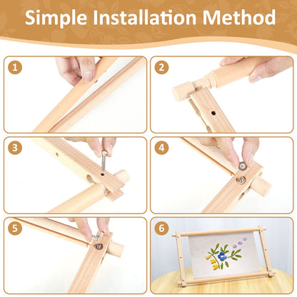Toorise Embroidery Frame Needlepoint Embroidery Tapestry Scroll Frame Beech Wood Cross Stitch Frame Removable Needlepoint Stretcher Frame Stitching Frame Square Tool for Embroidery 21x12inch