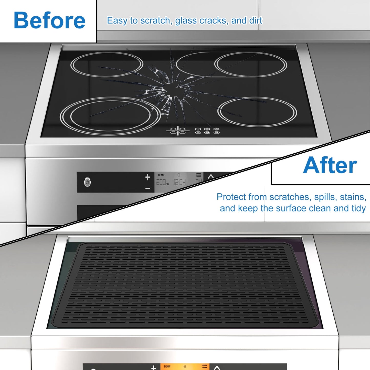Jetcloudlive Silicone Stove Top Covers for Electric Stove,28 x 20 Inch Silicone Stove Mat,Silicone Stove Top Protector For Extra Kitchen Space,Heat Resistant Glass Cooktop Protector