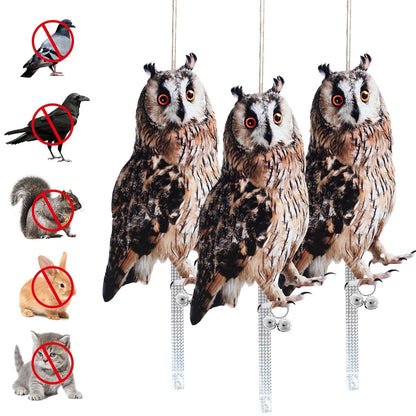Pluokvzr Owl to Keep Birds Away Bird Scarers Fake Owl Bird Reflective Devices to Keep Birds Away from Window Garden Farm,3 Pack