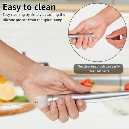 Turkey Baster Stainless Steel Turkey Baster Syringe with Cleaning Brush Meat Marinade Injector with 2 Needles and Detachable Silicone Round Bulb Meat Baster for BBQ Grill Baking Kitchen Cooking