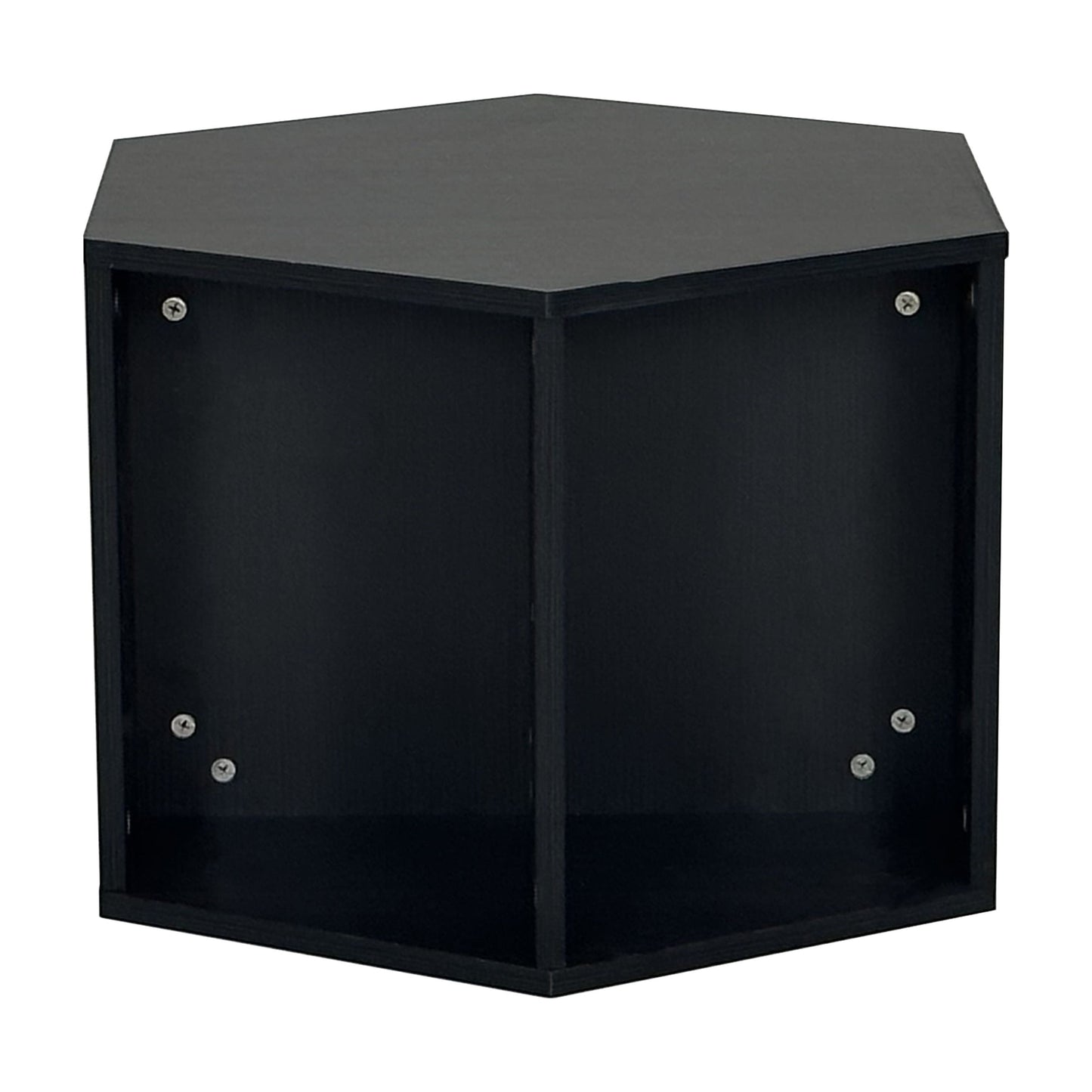 Hexagonal Coffee Table Side Table Nightstand Burmese Sumac,Living Room Table Modern Funiture Table，Black Brown