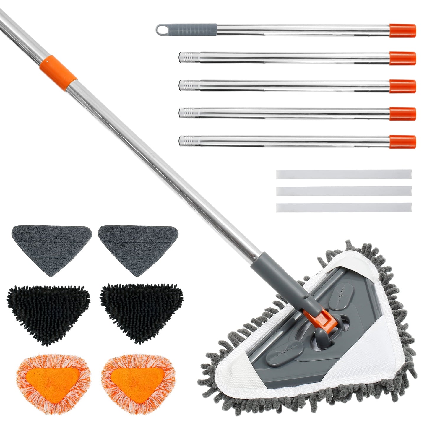 Txkrhwa 85 Inches Wall Cleaner Mop Ceiling Cleaner and Baseboard Duster with Extension Pole and 6PCS Replaceable Microfiber Head Pads for Home Cleaning