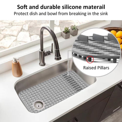 Nyidpsz Silicone Sink Protector Heat-Resistant Sink Liner Mat Anti-Slip Kitchen Sink Mats Large Sink Drainer Mat Reusable Portable