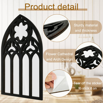 Qenwkxz 3PCS Wall Arch Mirrors Set Gothic Wall Mirror Decor Cathedral Arched Mirror Decor Decorative Arched Wall Mirror for Living Room Bedroom Entryway Bathroom Vanity