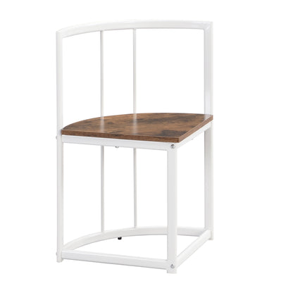 7-Piece Dining Table Set, Compact 55Inch Kitchen Table Set for 6, Dining Marble Table with 2 Middle Chairs and 4 Triangular Chairs for Dining Room, White+Cherry
