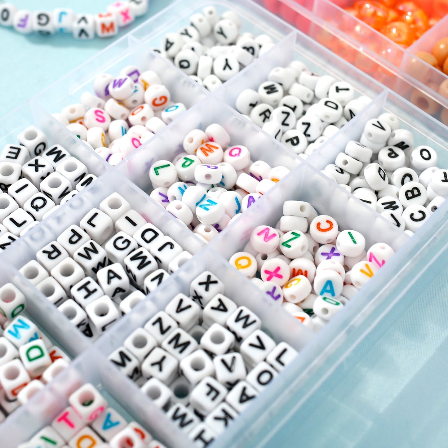 Evjurcn 1977Pcs Pony Beads Kit, 64 Colors 9mm Kandi Beads Set Plastic Pony Beads Bulk with 375pcs Letter Beads Elastic String DIY Bracelets Jewelry Beads for Bracelets Necklace