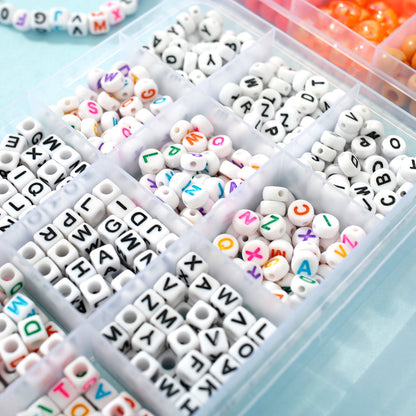 Evjurcn 1977Pcs Pony Beads Kit, 64 Colors 9mm Kandi Beads Set Plastic Pony Beads Bulk with 375pcs Letter Beads Elastic String DIY Bracelets Jewelry Beads for Bracelets Necklace