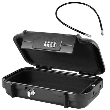 FUYGRCJ Portable Safe Box 4 Digit Combination Security Case LockBox with Removable Wire Rope IPX7 Waterproof Travel Safe Box Anti Theft Beach Safe Box for Home Office Car Dorm Hotel